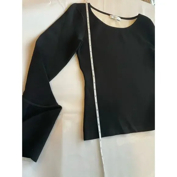 Anthropologie Milly NYC Black Knit Sweater Top Chic French Dramatic Sleeve Med - Picture 12 of 14